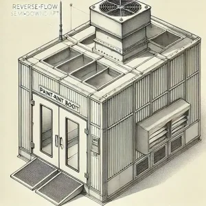 Air filtration in Reverse-Flow-Semi-Downdraft-Paint-Booth