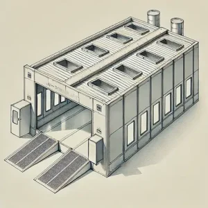 Air filtration in Semi downdraft paint-booth