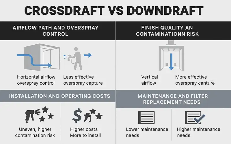 Crossdraft vs Downdraft: Guía de Flujo de Aire en Cabinas de Pintura