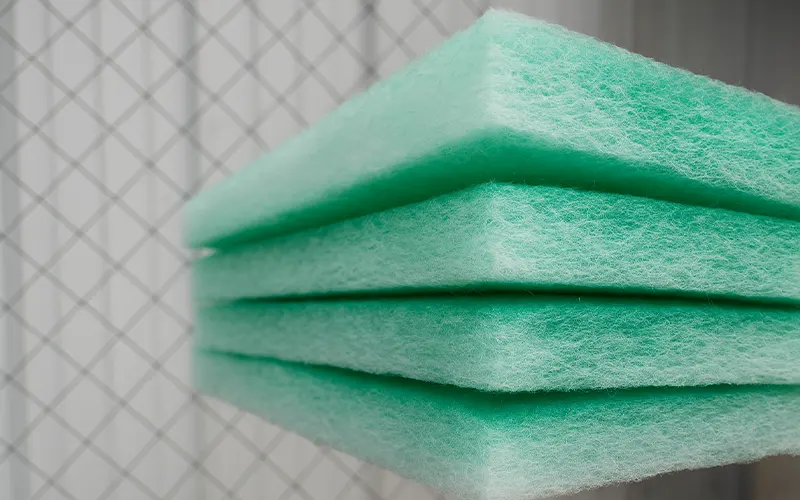 ¿Qué es el medio filtrante de fibra de vidrio para retención de pintura?