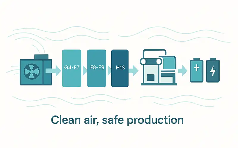 Filtración de Aire para la Seguridad en la Producción de Baterías de Litio