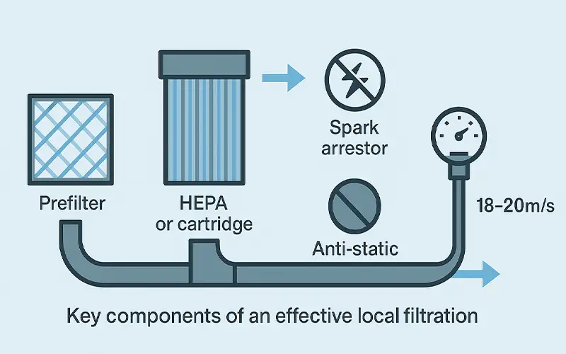 Captura de Polvo Metálico en la Fuente: Filtración Local Explicada
