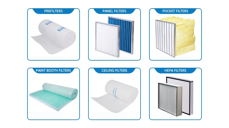 Prefiltros, filtros de panel, filtros de bolsa, filtros para cabinas de pintura, filtros de techo y filtros HEPA de Clean-Link