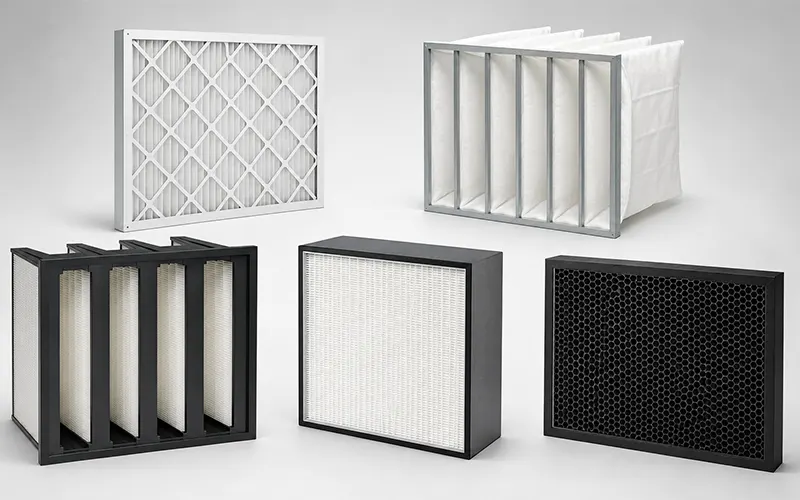 Filtros de aire industriales para sistemas de filtración de aire multietapa.