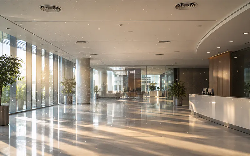 Visualización de partículas ultrafinas PM1 en el aire interior de un edificio comercial