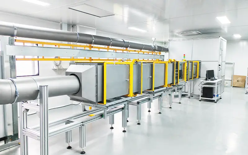 Sistema TOPAS para ensayos de rendimiento de filtros de aire en el laboratorio de Clean-Link