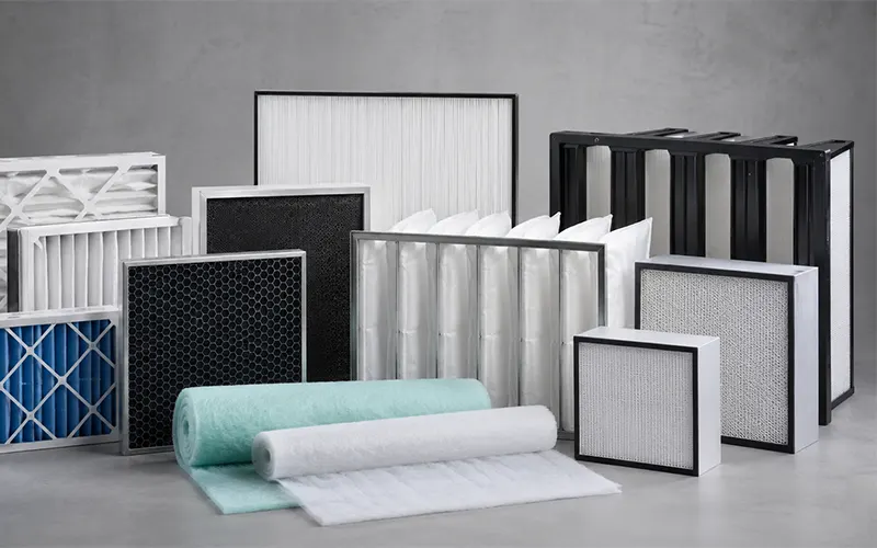 Gama de filtros de aire OEM, incluidos filtros de panel, de bolsa, compactos, HEPA y medios filtrantes en rollo.